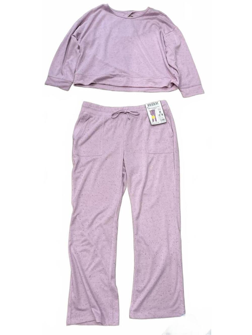 RBX Active Pink Speckled French Terry Sweatshirt and Pant Set, Women's XL, NWT